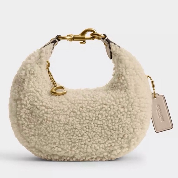 Coach Joni Bag in Shearling & Glovetanned Leather Brass/Beige NWT - Picture 16 of 16